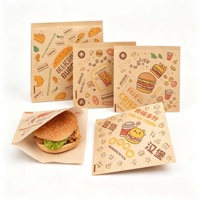 Sacs en papier kraft alimentaire recyclables personnalisés en gros, résistants à la graisse, motif gaufré 16x16cm, double poche ouverte, forme triangulaire en L