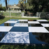 ANYCASE - Piso de Baile de Madera Contrachapada Negra y Blanca con Bordes de Aluminio para Decoración de Bodas, Piso de Escenario Encastrable para Uso en Interiores y Exteriores
