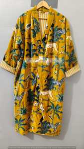 Kimono long à imprimé floral et animalier pour femme, robe d'hiver à nouer, plusieurs couleurs, manches longues, tissu 100% velours écologique - Product Image 6