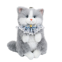 Sac à dos chat adorable en peluche, double épaulette, fausse fourrure, pour cadeaux de filles