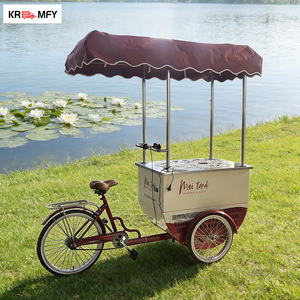 Carrito de Comida Móvil Remolcable para Helados, Carrito de Venta de Comida Rápida con Vitrina Refrigerada, Carrito de Gelato Metálico Resistente a la Oxidación - Product Image 1