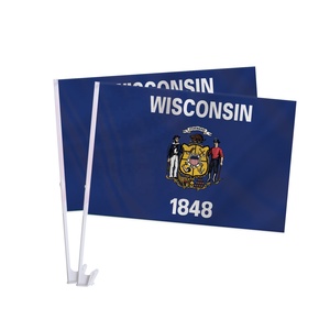 Bandera Personalizada para Ventana de Auto de Wisconsin, 12x18 Pulgadas, Doble Cara, Poliéster, Bandera Deportiva del Estado del Badger con Clip y Soporte - Product Image 1