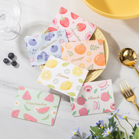 Cartes pliables à thème fruité multi-motifs, cartes en papier imprimées avec de jolis motifs de pastèque, orange, myrtille, pêche