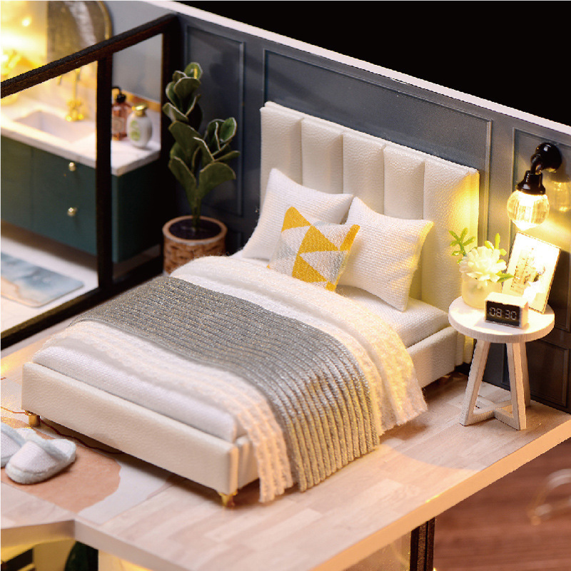 Maison de poupée à construire soi-même, maisons de poupée en bois, kit de meubles miniature pour maison de poupée 1:32, jouets musicaux à LED pour enfants, cadeau d'anniversaire Maison de poupée à construire soi-même, maisons de poupée en bois, kit de meubles miniature pour maison de poupée 1:32, jouets musicaux à LED pour enfants, cadeau d'anniversaire