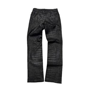 Pantalones de Cuero con Patrón de Cocodrilo Negro de Primera Calidad, Estilo Casual Unisex, Pantalones Casuales de Pierna Recta para Hombre, Venta al Por Mayor - Product Image 2