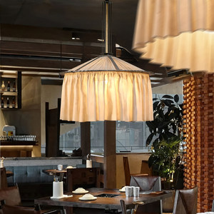 Retro Style Fabric Chandelier E27 Six-Head Round Pendant <b>Light</b> For <b>Dining</b> Room Home Decor - Product Image 1