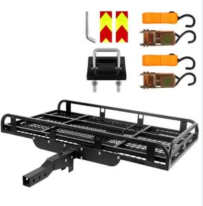 Panier de chargement arrière de voiture en acier noir avec panier de remorque, rangement rabattable durable et design amovible - Product Image 1