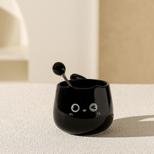Lelyi Cat Taza de cerámica Taza de agua con tapa Cuchara Caja de regalo Linda Cumpleaños Compañero creativo Regalo para amigos - Product Image 5
