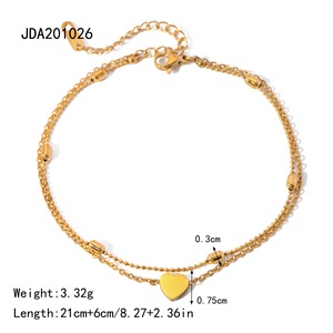 Cavigliera Estiva <span class=keywords><strong>in</strong></span> Stile Bohémien Raffinato, Acciaio Inossidabile con Catene Placcate <span class=keywords><strong>in</strong></span> Oro 18K, Forma a Cuore Unisex - Product Image 5