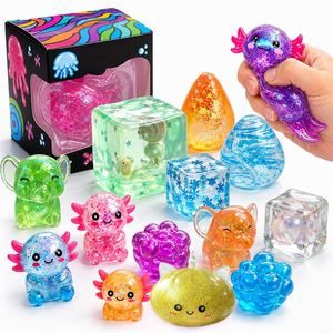 Soft Crystal Animal Squeezers Colorful TPR Fish Bowl Puffer Cube Diamond Tactile Calm Birthday Giveaway Set - Product Image 1