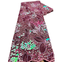 NI.AI Luxe Coloré Séquence Net Dentelle Fleur De Mariée Brodé Velours Paillettes Dentelle Tissu pour Robe De Mariée Matériaux