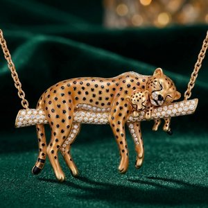 Collar con Colgante de Leopardo de Lujo, Chapado en Oro, con Circonitas, Joyería Animal para Mujer, Regalo - Product Image 2