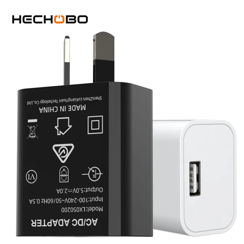 HECHOBO 10w Wall 5v2a 5v 2a 1 porta Usb caricabatterie adattatore di alimentazione uscita cc con spina AU e SAA approvato per telefoni cellulari LX050200