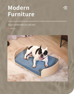 2023 NEUES Modernes Haustiermöbel Design Hundesofa Bett aus Holzrahmen mit Schaumstoffkissen, Reißverschluss, Naturfarben, OEM, Massiv, Nachhaltig, 1 Stück - Product Image 4