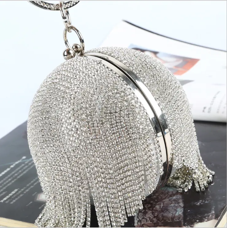 Vendita calda di Modo di cerimonia nuziale nuziale delle signore diamante della perla in rilievo a forma di palla box cena della borsa da sera frizioni borse