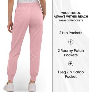 Pantalones Médicos para Mujer FOXA, Estilo Jogger, Cintura Media con Cordón, Bolsillos Tipo Cargo, para Uso Hospitalario, Tejido de Punto con Mezcla de Algodón - Product Image 3