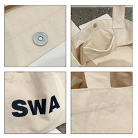 Tas Tote Kanvas Katun Logo Kustom Kapasitas Besar Ramah Lingkungan Tahan Lama Tas Belanja Grosir Multiwarna