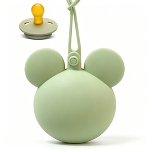 Estuche de Silicona de Grado Alimenticio para Guardar <span class=keywords><strong>Chupetes</strong></span>, con Forma de <span class=keywords><strong>Mickey</strong></span>, Portátil, con Cordón, Libre de BPA - Product Image 3