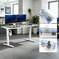 Bureau assis-debout électrique moderne Hetium à moteur unique avec panneau de confidentialité pliable et autoportant