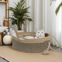 Lit pour chat en corde de coton, tressé à la main, nid pour animaux de compagnie, maison pour chat en rotin, panier respirant pour petits chiens et chats, fournitures pour animaux de compagnie lavables