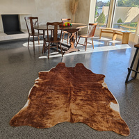 Großer Kuhfell-Teppich für Schlafzimmer, Kunstfell-Tierfell-Teppich für Western-Dekor Wohnzimmer, Braun