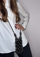 Bolso de Mano Brillante Hecho a Mano para Regalo, Bolso de Fiesta con Cristales y Macramé, para Teléfono