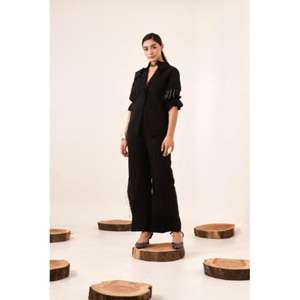 Conjunto de Dos Piezas con Pedrería Negra para Mujer, Conjunto Elegante con Detalles Brillantes, Look Moderno y Ajuste Elegante - Product Image 1