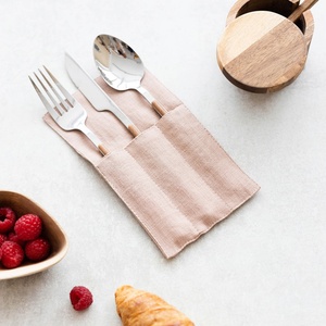 Bolsas de Lino para Cubiertos de Mesa con Soporte de Fábrica, Bolsas de Almacenamiento Personalizadas con LOGO, Estuches de Lino Puro para Cubiertos, Bolsas Enrollables para Cubiertos de Mesa - Product Image 2