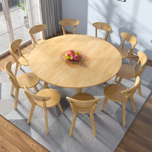 Solid Wood Round <b>Dining</b> <b>Table</b> Natural Color 1M Multipurpose <b>Dining</b> Room Furniture - Product Image 3