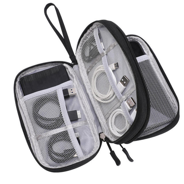 BHD Dual Layer Waterproof Oxford Cable Organizer Bag Travel Electronic Accessories Case Portable Wire Storage Pouch for Charger