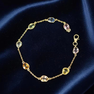 14KT Gold Rose Cut Rainbow Serenity Multi sapphire <b>Bracelet</b> - Product Image 1