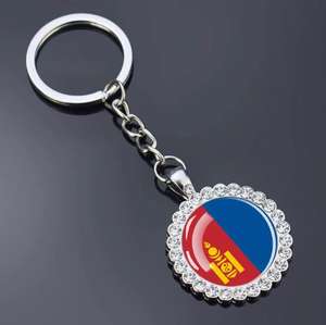 Porte-clés et pendentif de sac en verre avec fleur en cristal, motif drapeau national de Tuvalu, bijou souvenir de voyage - Product Image 5