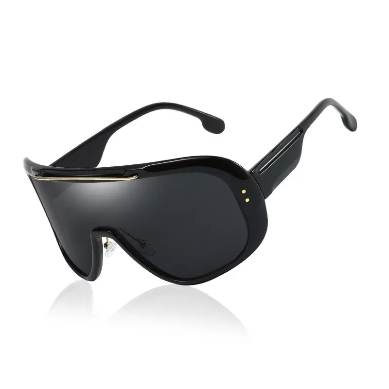 New Trend Oversized Shields Punk Style PC Black Full Frame Lady Sunglasses Fashion