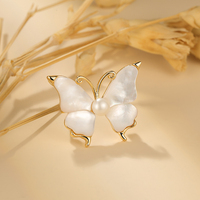 Bijoux de mode XILIANGFEIZI, broches en coquillages naturels, perles et zircon, motif papillon