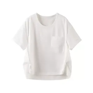 Летние футболки с коротким рукавом, производство одежды, однотонные 100% хлопковые винтажные футболки для женщин, белые футболки с коротким рукавом