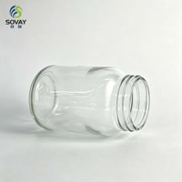 Vente en gros de pots en verre à épaules arrondies de 500 ml, récipients transparents pour sauces et condiments, approvisionnement en vrac