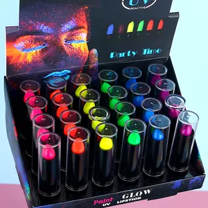 Beauty cosmetics fluorescence hot containers matte neon pink glow in dark lipsticks