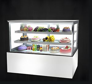 <span class=keywords><strong>Vitrina</strong></span> Refrigerada <span class=keywords><strong>Vertical</strong></span> para <span class=keywords><strong>Postres</strong></span>, Exhibidor de Bebidas con Vidrio Cuadrado e Iluminación LED para Tiendas de Té - Product Image 4