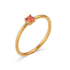 Anillo Impermeable que No se Deslustra, Chapado en Oro de 14k y 18k, Anillos de Moda de Acero Inoxidable 316L con Piedra de Nacimiento para Mujer - Product Image 6