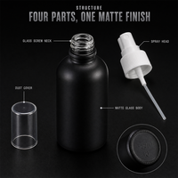Flacon pulvérisateur vide noir mat pour emballage cosmétique, huile essentielle, échantillon de voyage 5-100ml, verre opaque à brume fine, vente en gros