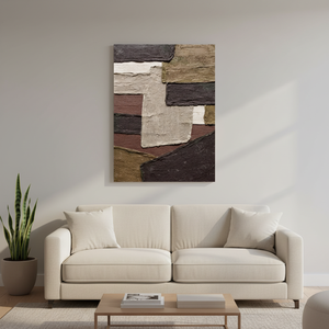 Hand-sculpted 3D Textured Rustic Brown &amp; Cream Abstract Canvas Wall <strong>Art</strong> for Living Room Entryway Natural Home Decoration - Product Image 6