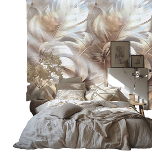 Mural de Pared de <span class=keywords><strong>Vinilo</strong></span> con Diseño de Hojas de Palma en Beige Crema, Floral, para Comedor, Sala de Estar, Pasillo, Resistente a la Humedad, Papel Tapiz Fotográfico - Product Image 3