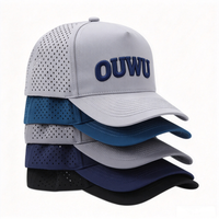 Casquette de baseball 5 panneaux personnalisée avec logo, perforations laser, séchage rapide, broderie en relief, chapeau de soleil multicolore, vente en gros OEM