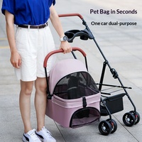 Chariot de transport pliable pour chien et chat, poignée réglable, amortisseur de chocs, roues universelles silencieuses à 360°, chariot de transport pour animaux de compagnie