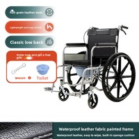 Fauteuil roulant manuel F10WC-JS02 - Pliable, léger, en acier durable, facile à utiliser, poignées de frein, repose-pieds, garantie 1 an