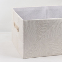 Panier de rangement rectangulaire non pliable, écologique, de luxe, multifonction, en polyester, avec poignées en similicuir, pour vêtements