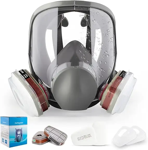 Masker Wajah penuh Respirator semprotan industri Anti Gas, Respirator wajah penuh asap Kimia