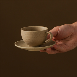 Juego de Tazas de Café Espresso de Cerámica Mate Moteada Vintage Personalizadas Hechas a Mano Nórdicas, Taza de Té de Porcelana con Platillo - Product Image 2