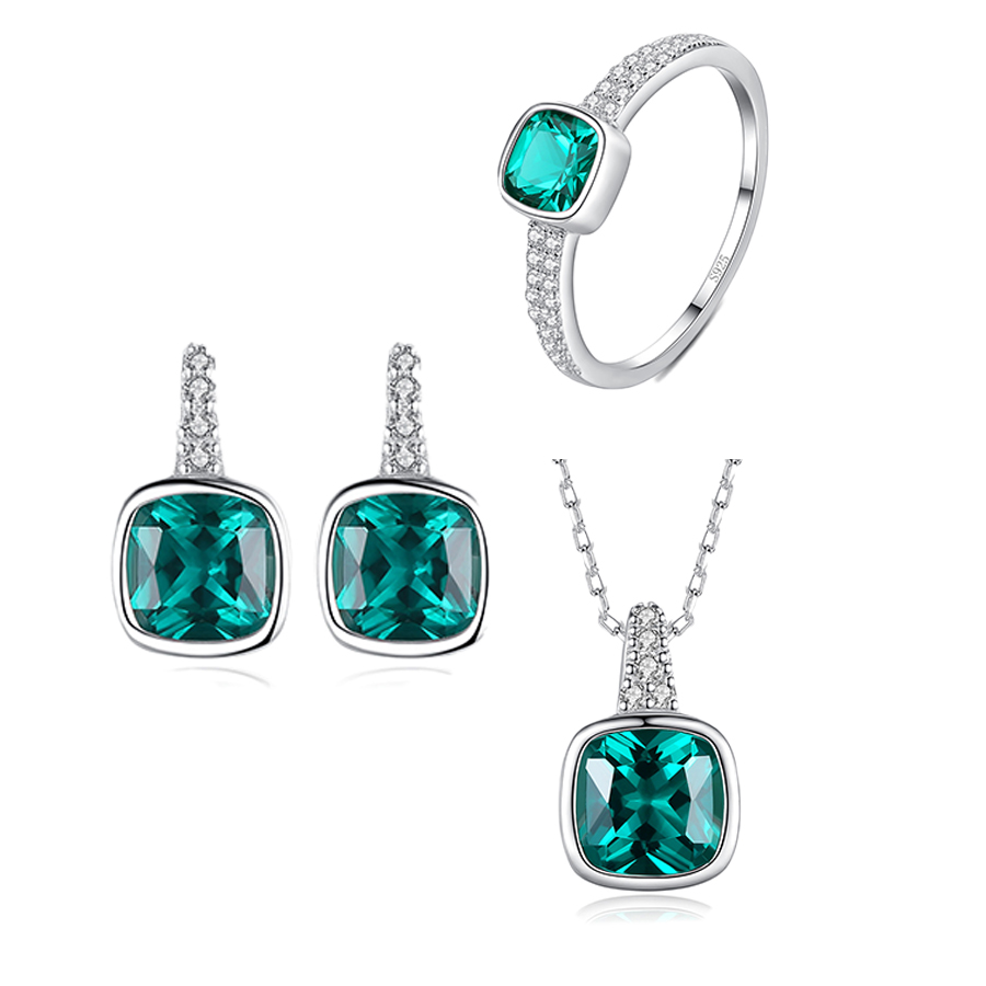 GlamPaw Emerald Wedding Jewelry Set