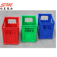 Caisse en plastique HDPE solide SHUNMEI, couleur personnalisée pour 24 bouteilles de vin, de boissons, de bière, style boîte, durable, empilable, personnalisable